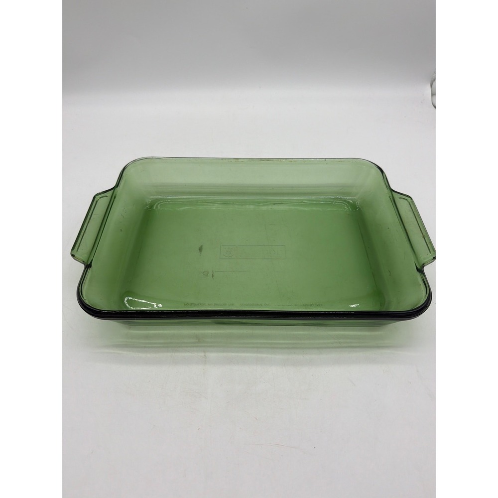 Vintage Green Glass Anchor Hocking 9.25"x13.25" 3QT Baking Casserole Dish